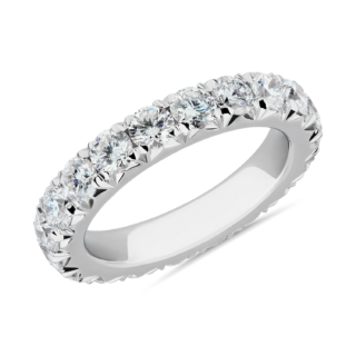 French Pave Diamond Eternity Band in 14k White Gold (3 ct. tw.)